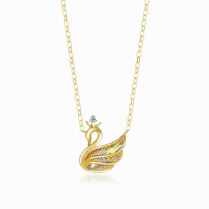 Golden Swan Diamond Drop Necklace