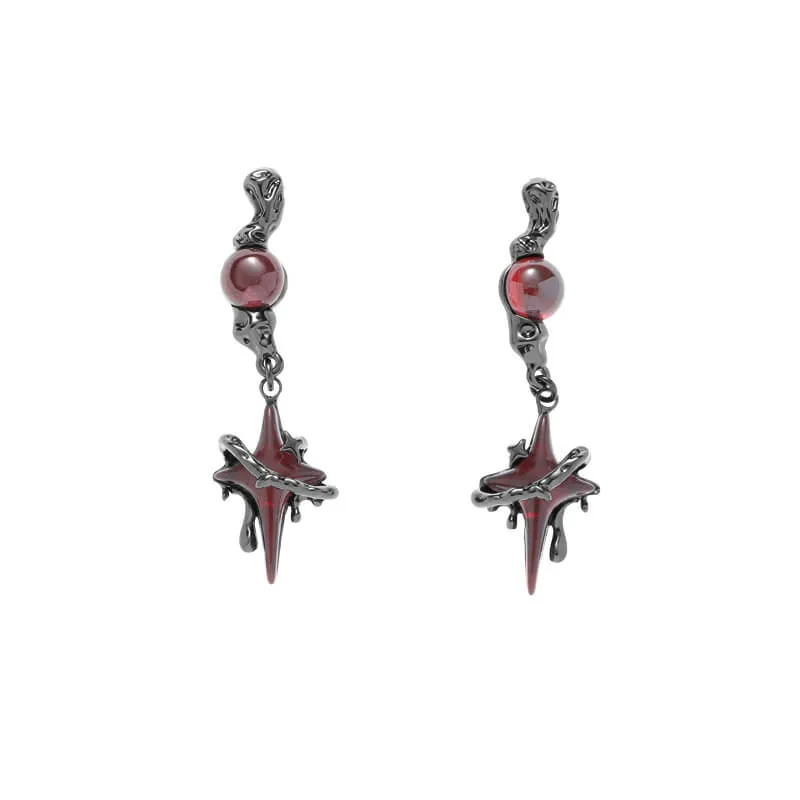 Gothic Thorns Four-Pointed Star Alloy Stud Earrings