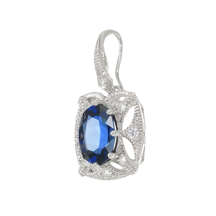 Graceful Blue Sapphire Pendant with Filigree Detail