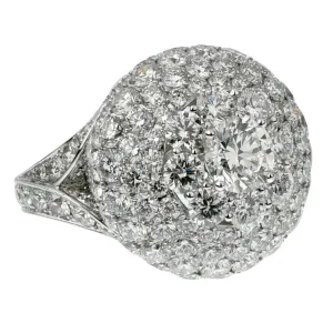 Graff 10.08ct Bombe Diamond White Gold Cocktail Ring Sz 4 3/4