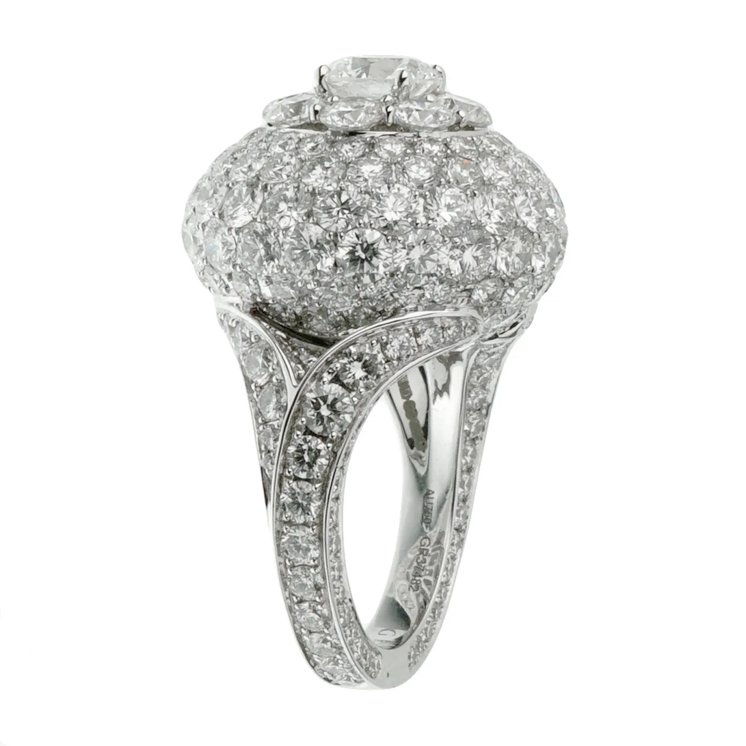 Graff 10.08ct Bombe Diamond White Gold Cocktail Ring Sz 4 3/4