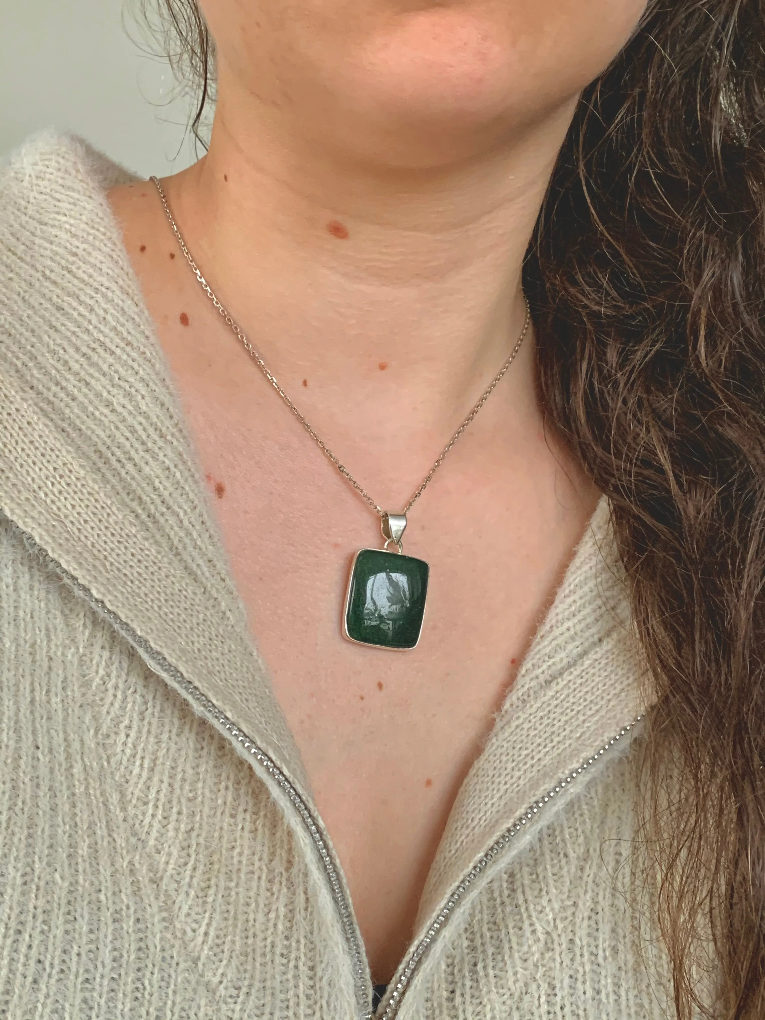 Green Aventurine Akoni Pendant - Reg. Square