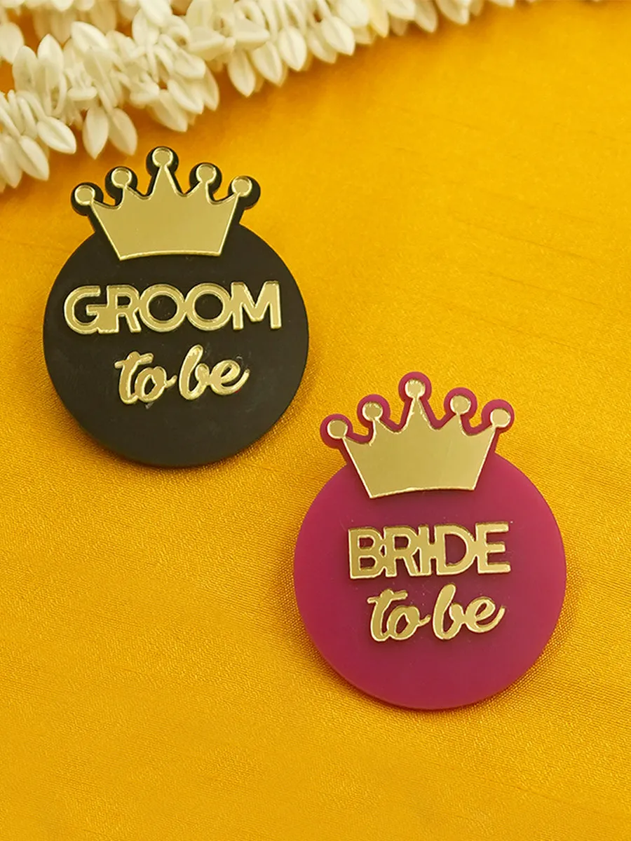 Groom To Be   Bride To Be Brooch Set of 2