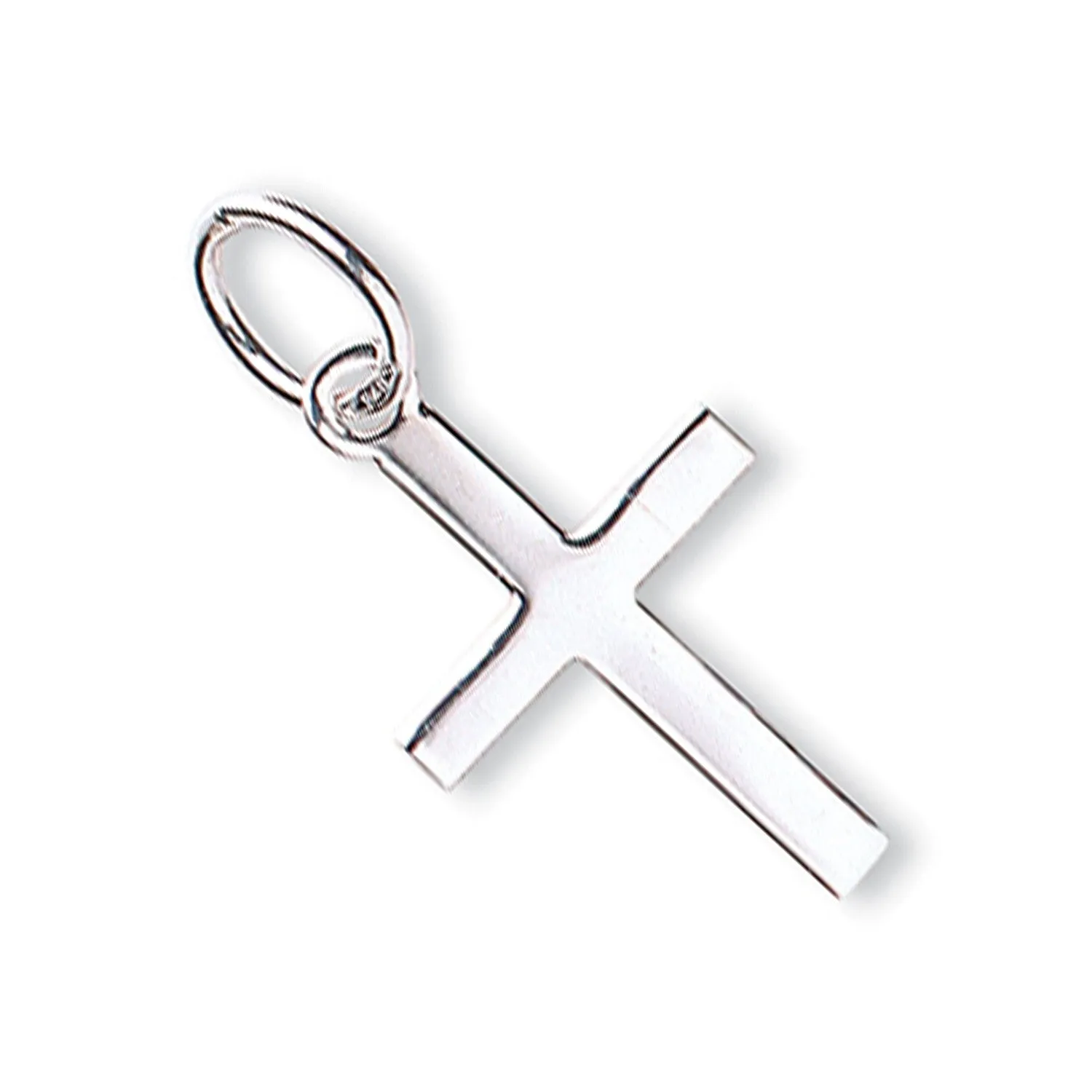 Hollow Cross Pendant Necklace in 9ct White Gold 0.6g