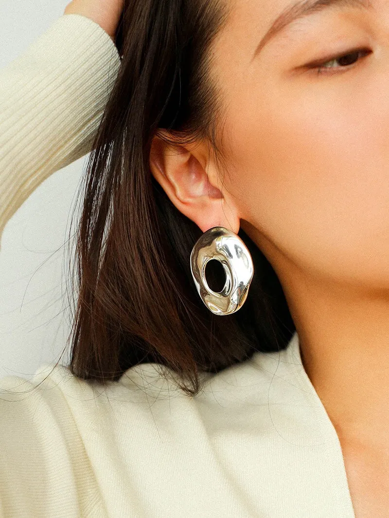 Irregular Geometric Oval Hollow Earrings