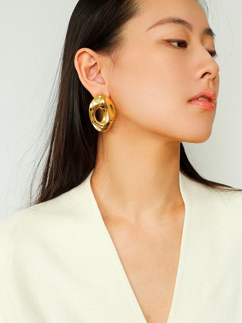 Irregular Geometric Oval Hollow Earrings