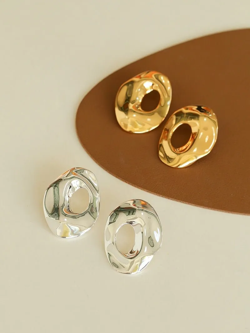 Irregular Geometric Oval Hollow Earrings