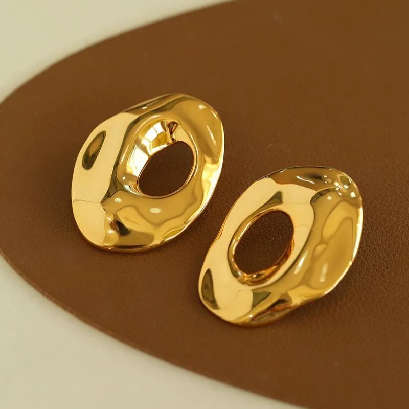 Irregular Geometric Oval Hollow Earrings