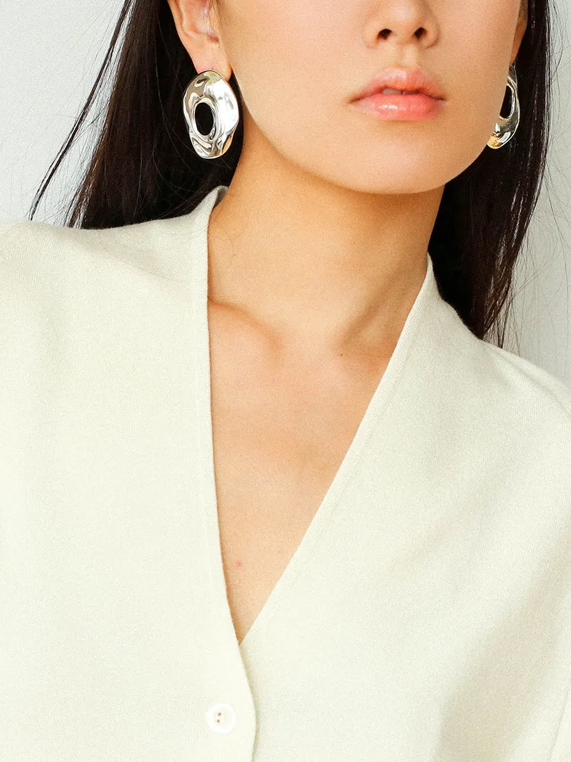 Irregular Geometric Oval Hollow Earrings