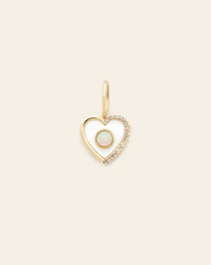 Ivory Enamel Heart Pendant - 14k Solid Gold