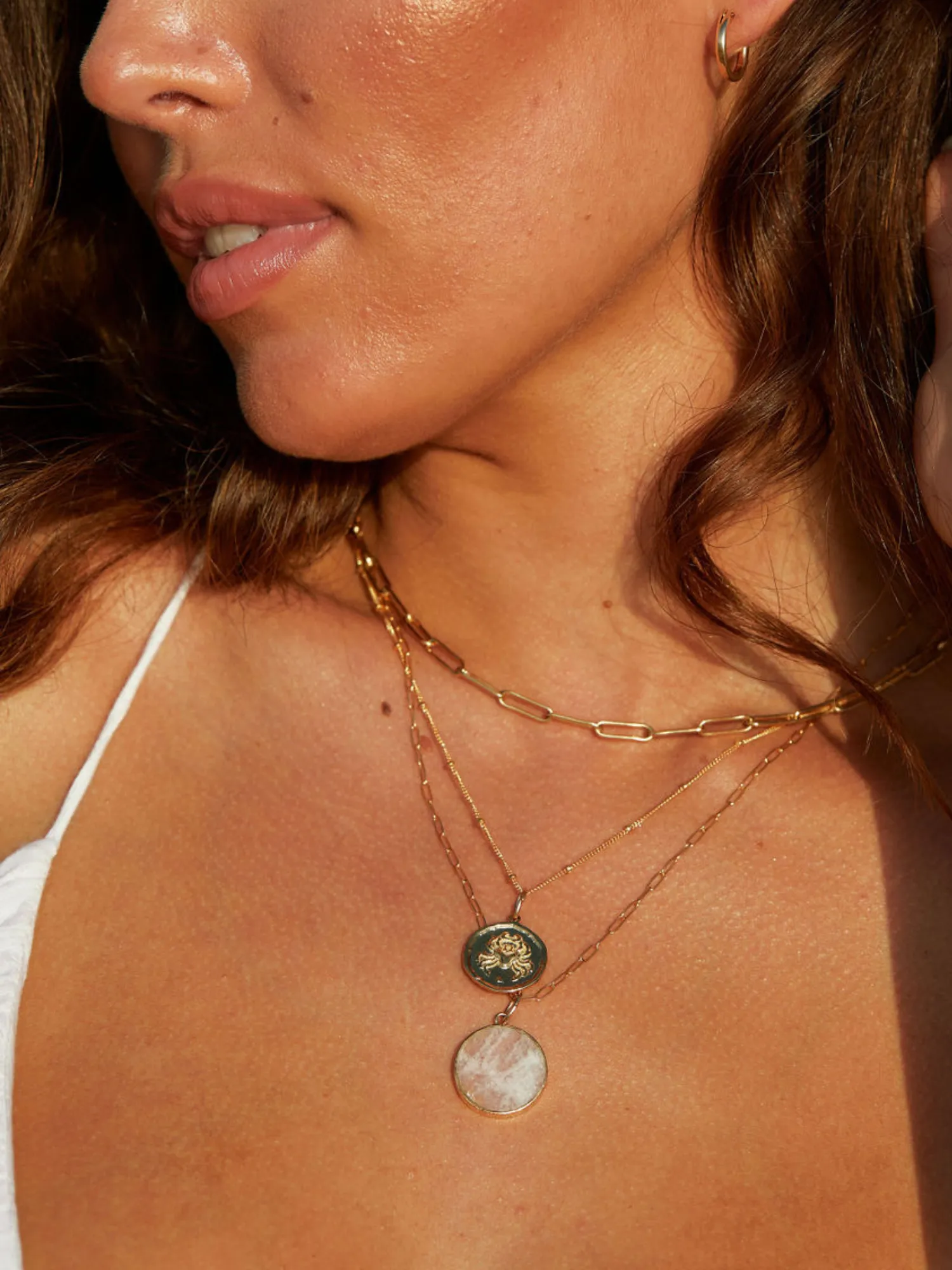 Jessica Moonstone Coin Pendant Necklace