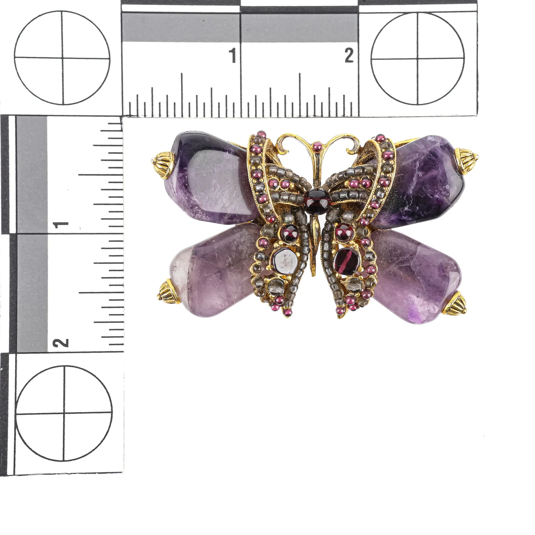 JOSE MARIA BARRERA Amethyst Garnet Butterfly Brooch