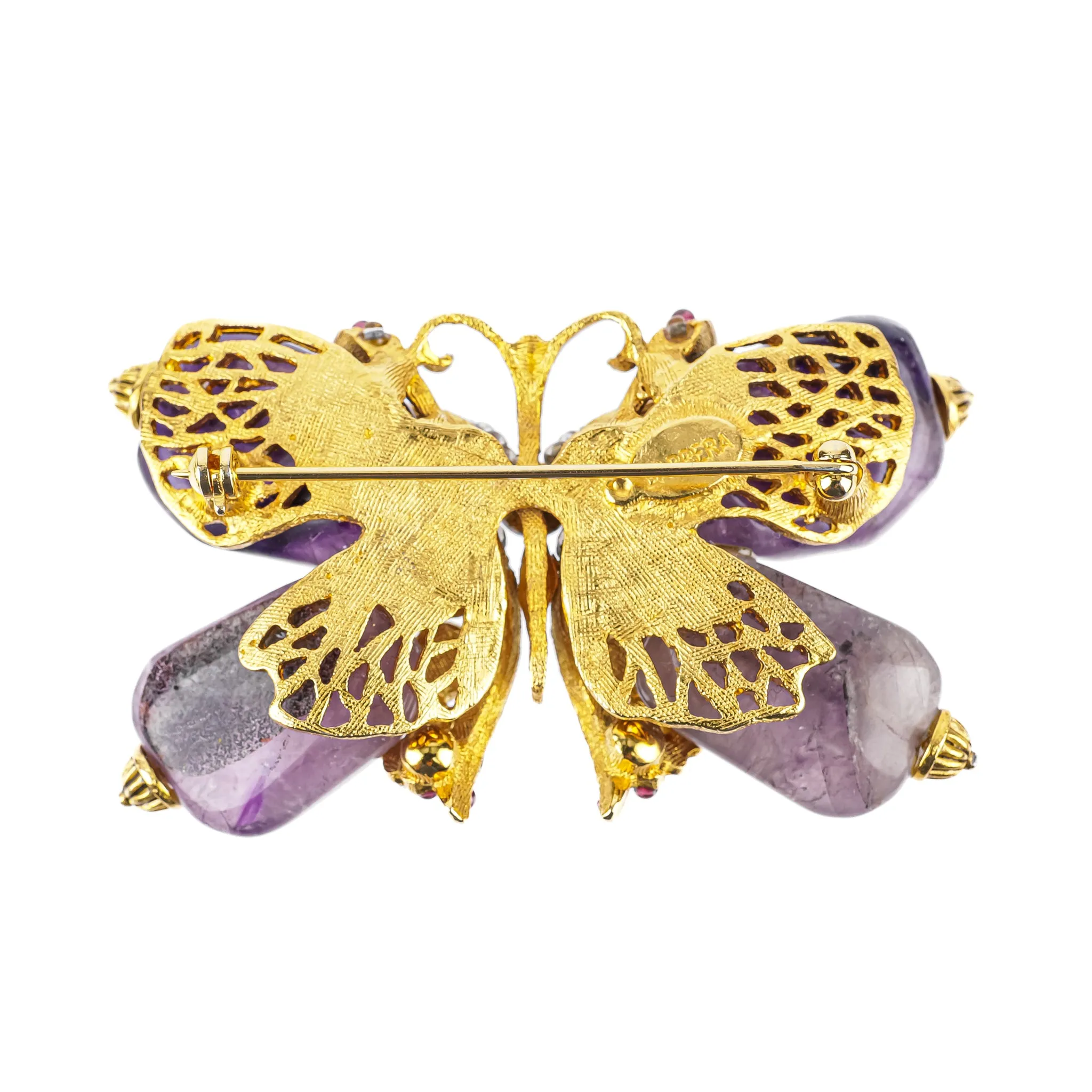 JOSE MARIA BARRERA Amethyst Garnet Butterfly Brooch