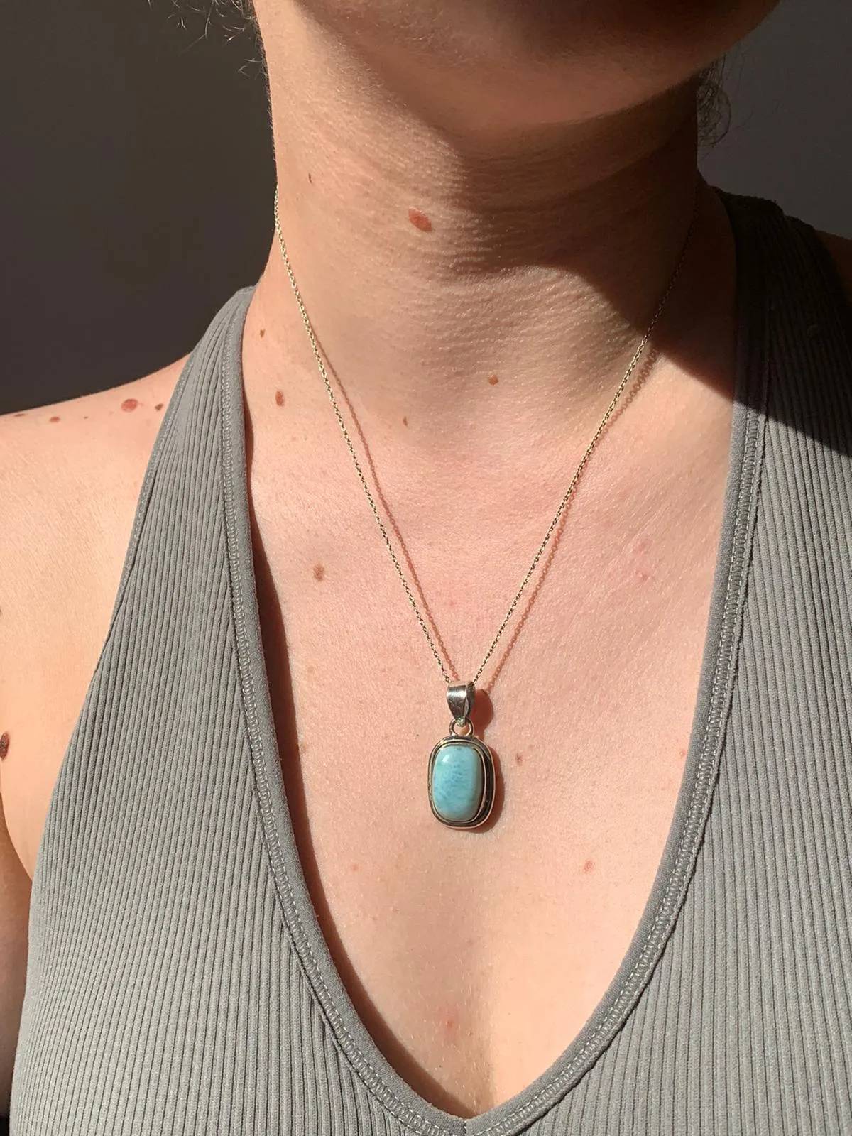 Larimar Brea Pendant - Small Rectangle