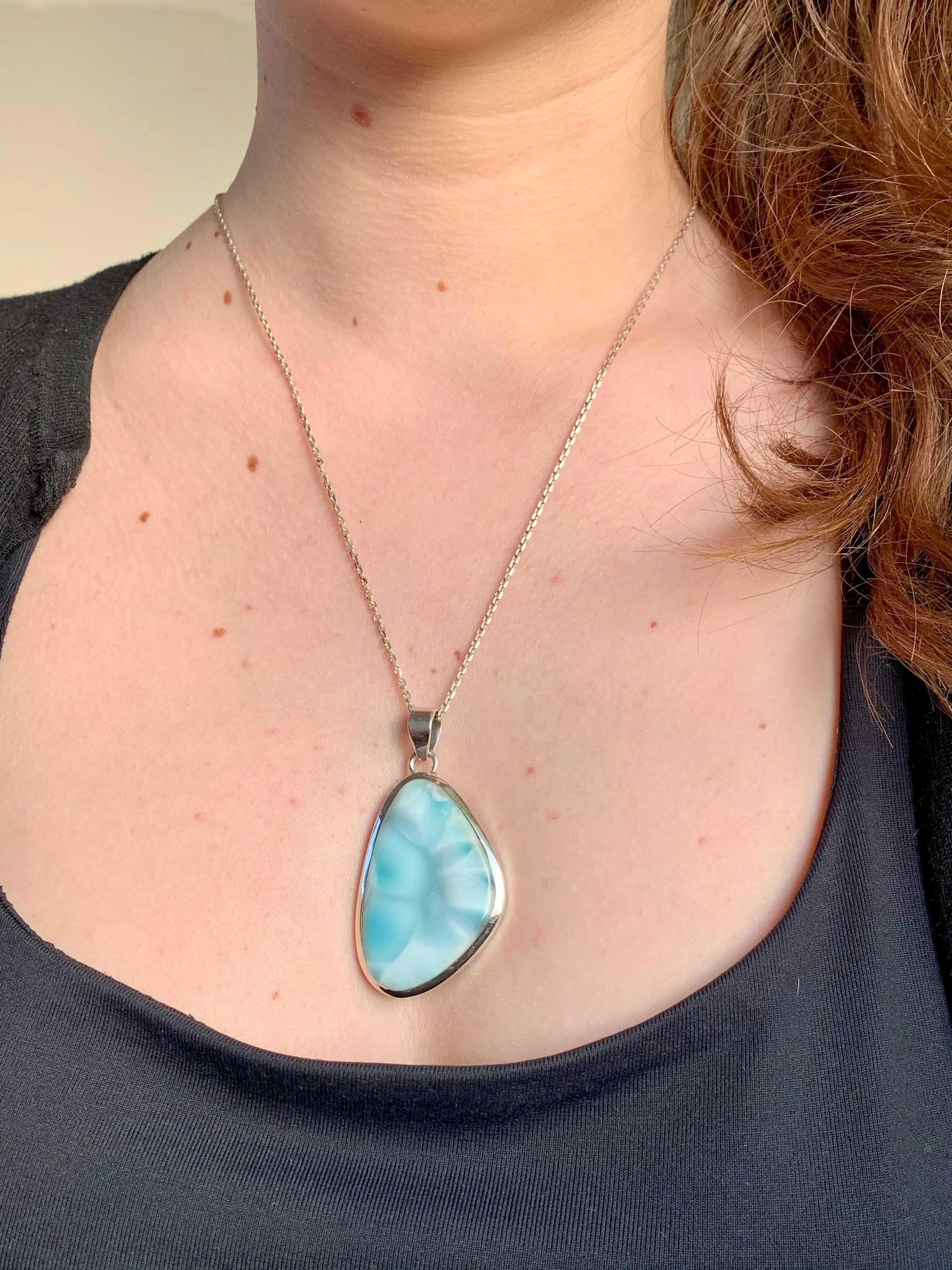 Larimar Naevia Pendant - Large Asymmetric (One of a kind)