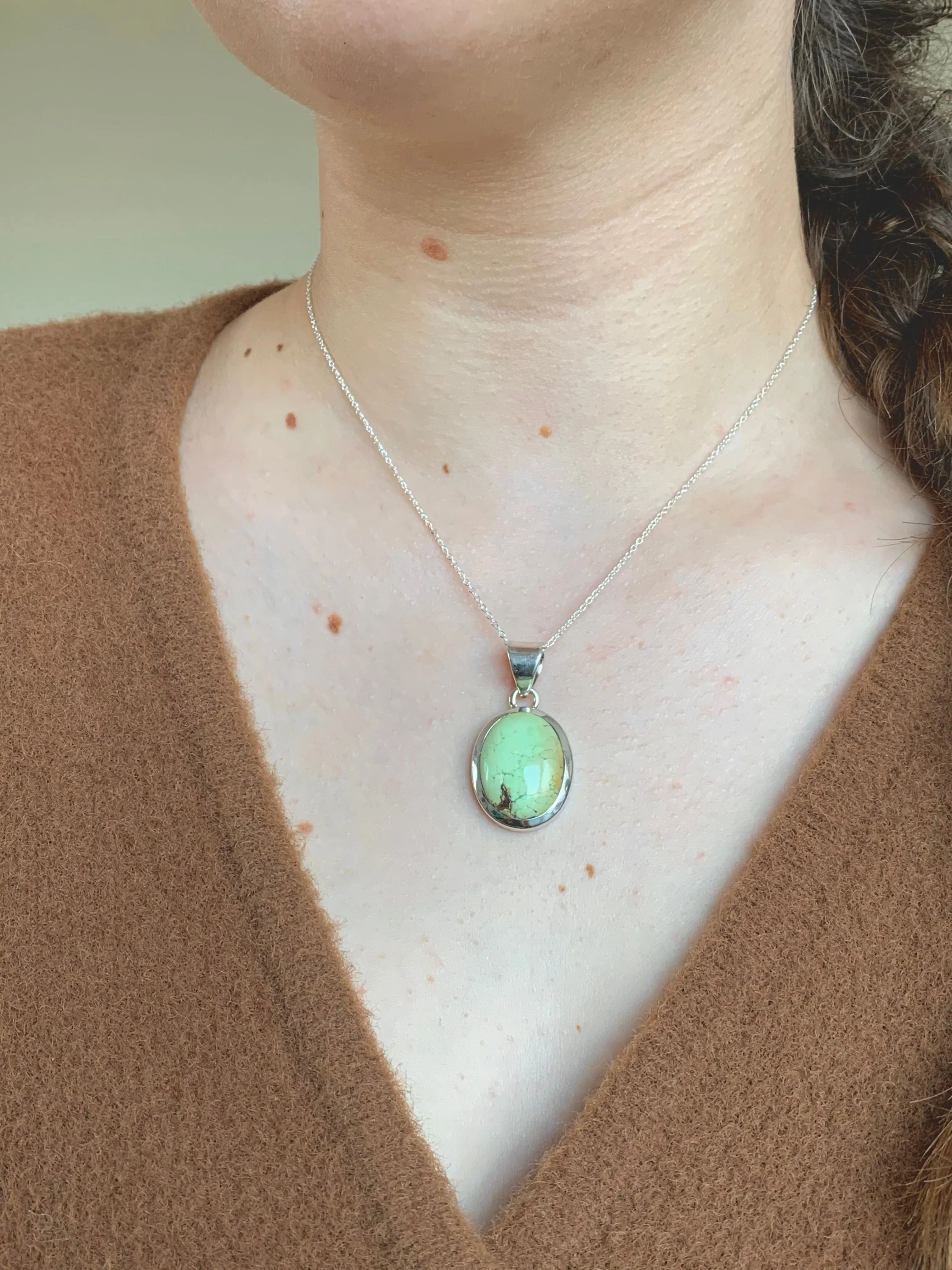 Lemon Chrysoprase Naevia Pendant - Oval