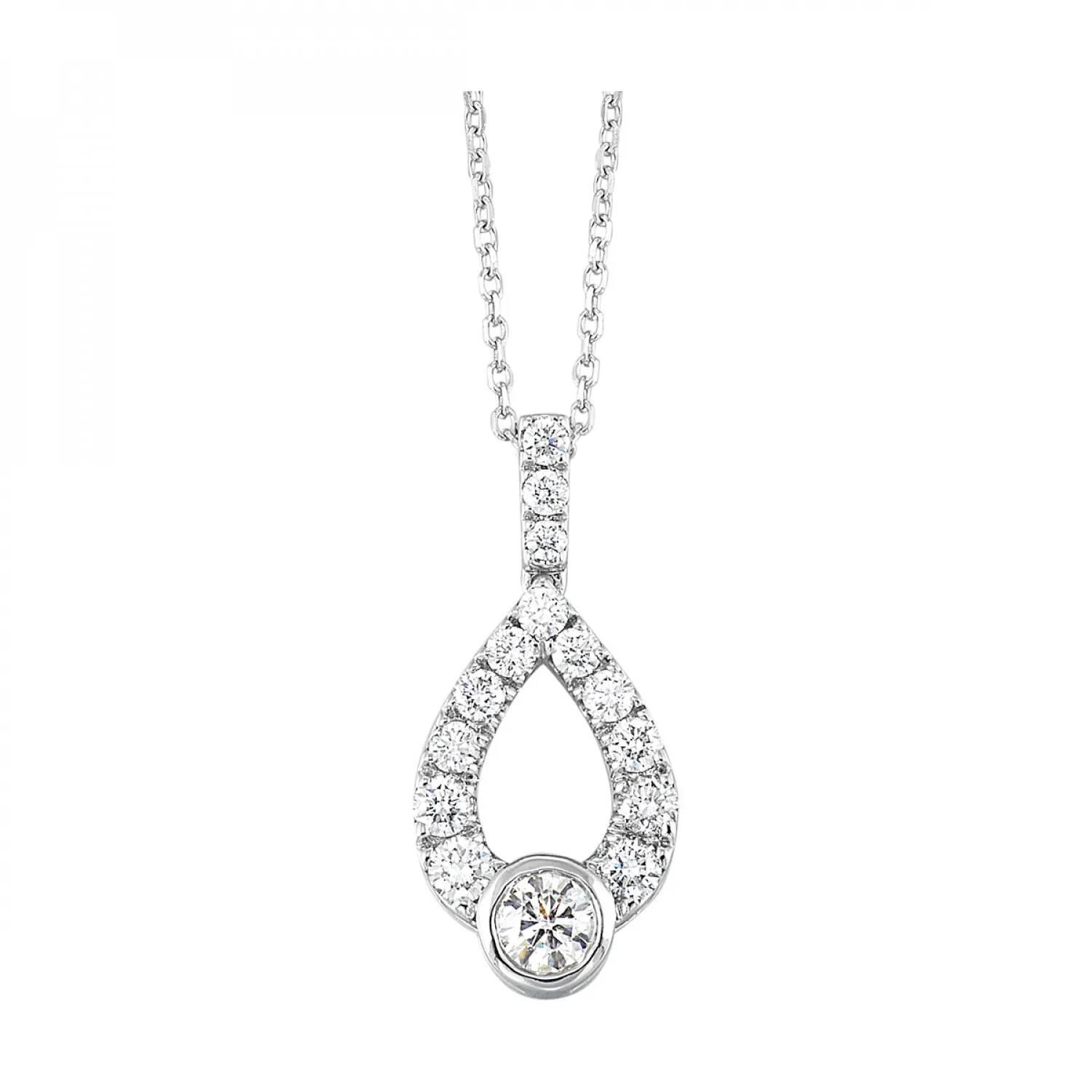 Love's Crossing Diamond Teardrop Pendant Necklace, 0.50cttw