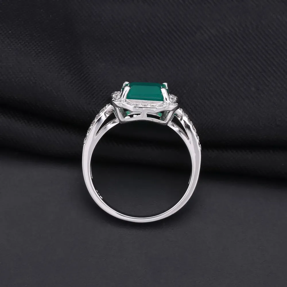 Luxurious Green Agate S925 Silver Ring for Women