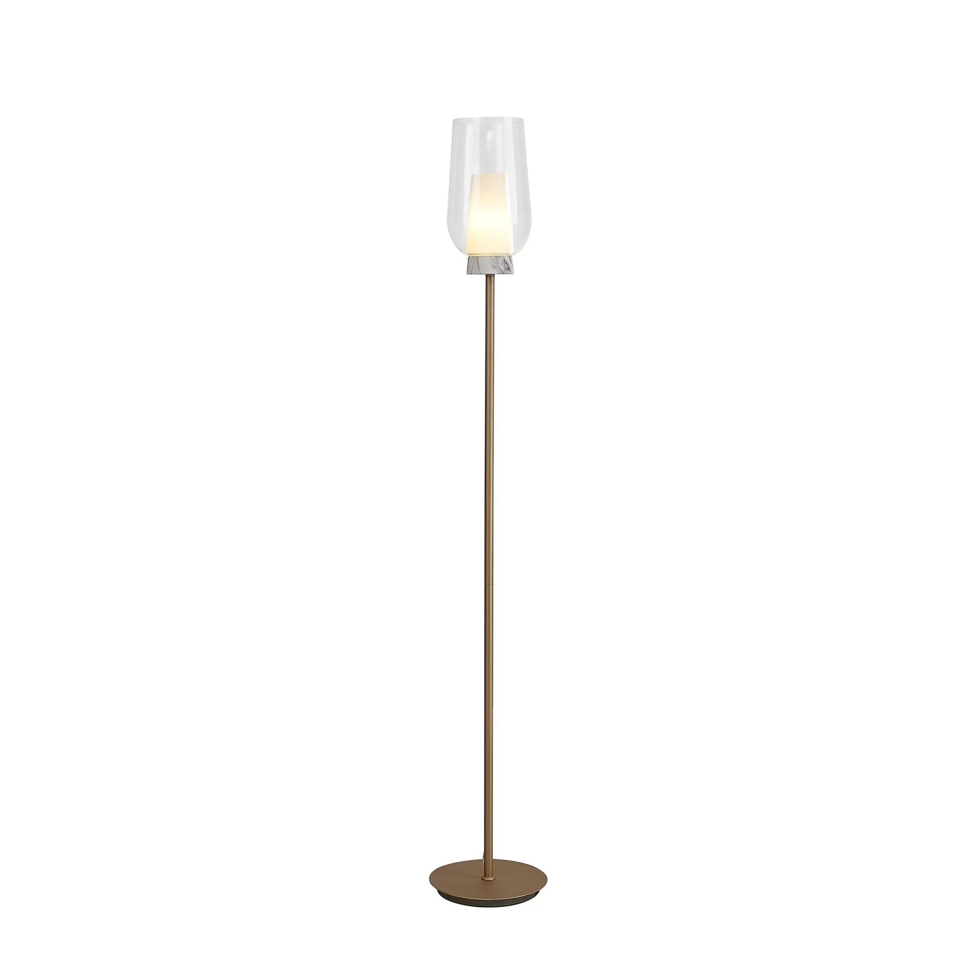 Mantra M8402 Nora Floor Lamp Gold/White/Clear Glass With Frosted Inner