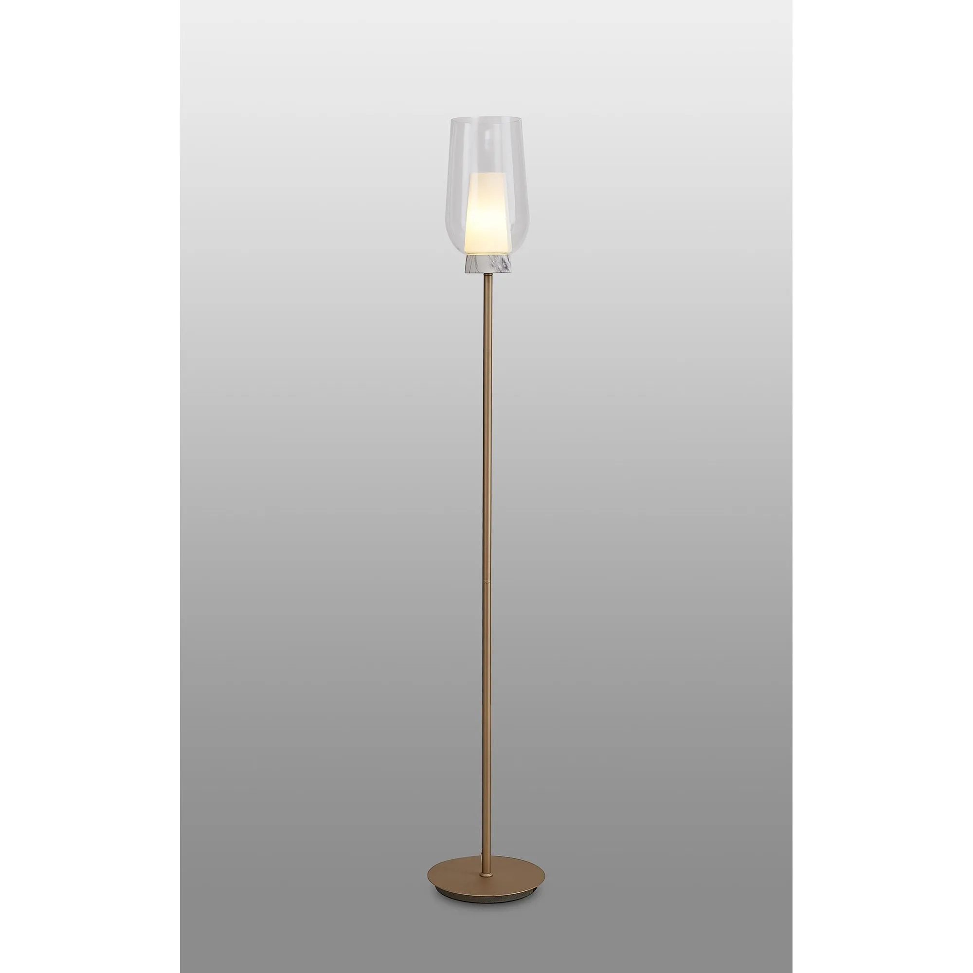 Mantra M8402 Nora Floor Lamp Gold/White/Clear Glass With Frosted Inner