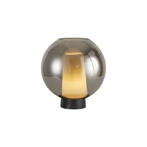 Mantra M8403 Nora Ball Table Lamp Black/Black Marble/Chrome Glass