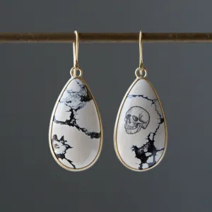 Memento Mori Variscite Scrimshaw Sister Earrings