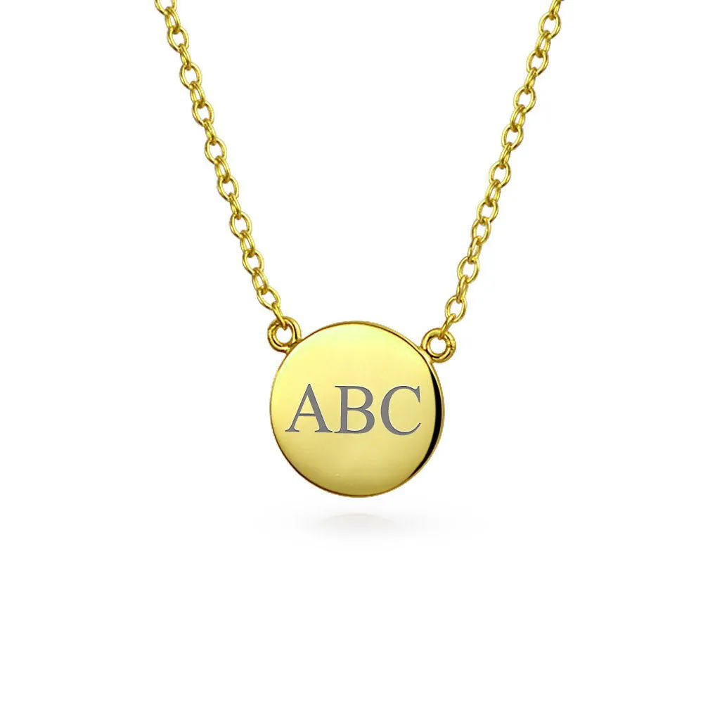 Minimalist Geometric Monogram Initial Pendant Necklace 14K Gold Plated Silver