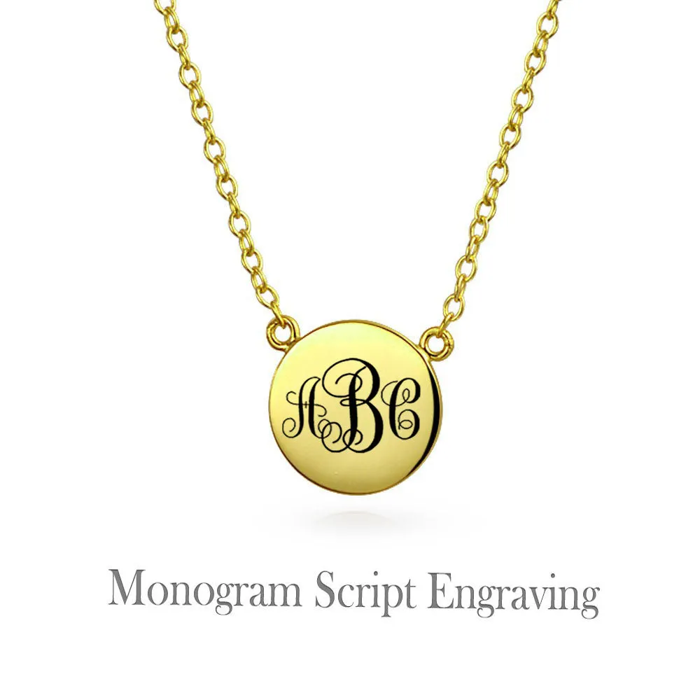 Minimalist Geometric Monogram Initial Pendant Necklace 14K Gold Plated Silver