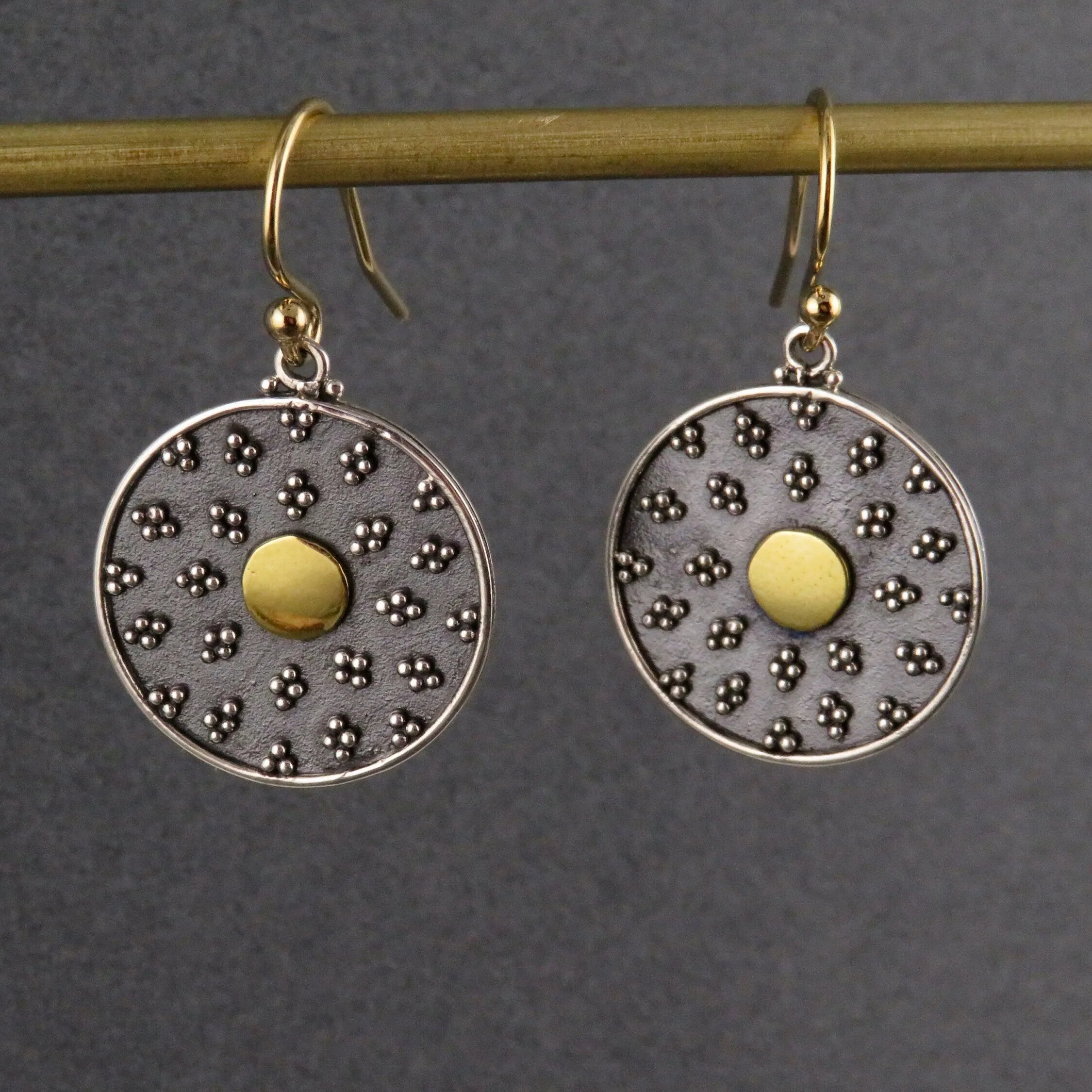 Mixed Metal Mandala Disc Earrings