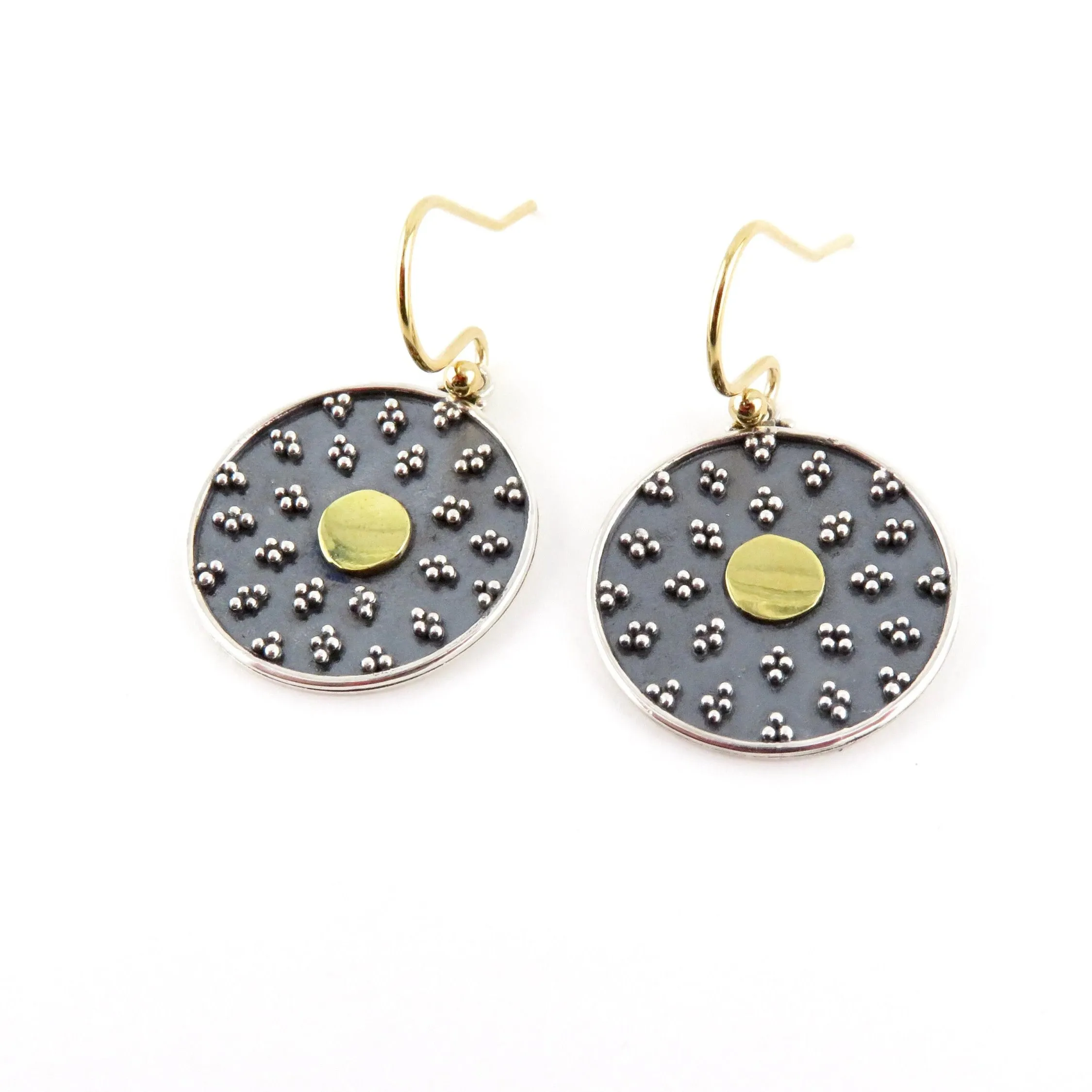 Mixed Metal Mandala Disc Earrings