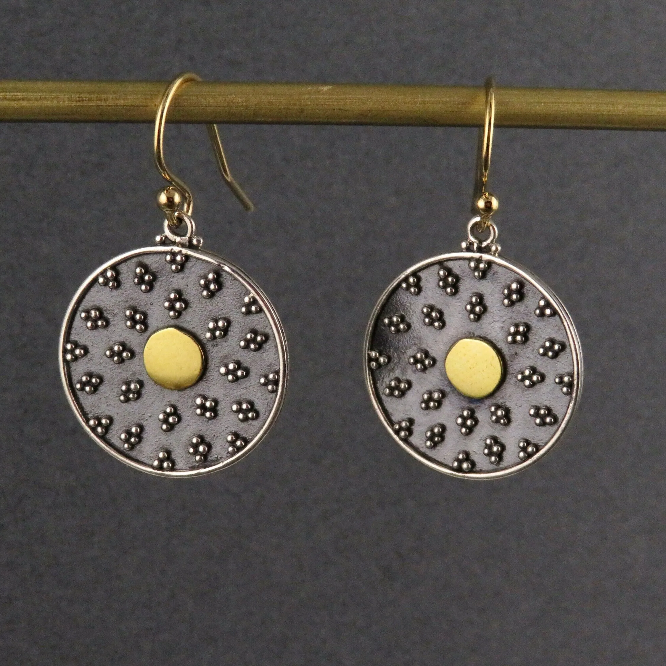 Mixed Metal Mandala Disc Earrings