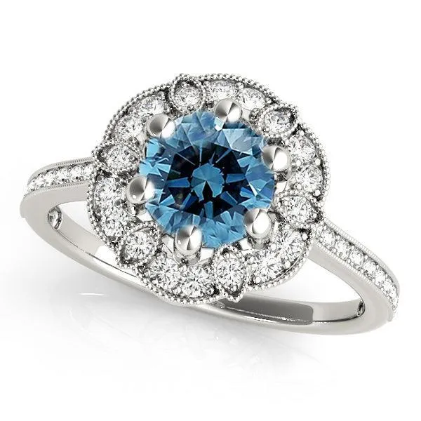 Moriah Blue Halo Engagement Ring