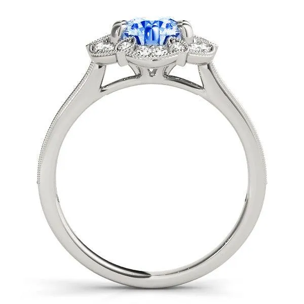 Moriah Blue Halo Engagement Ring