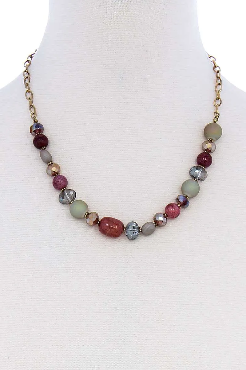 Multi Bead Stone Chic Necklace