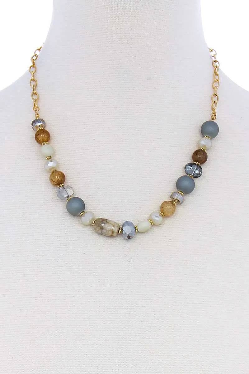 Multi Bead Stone Chic Necklace