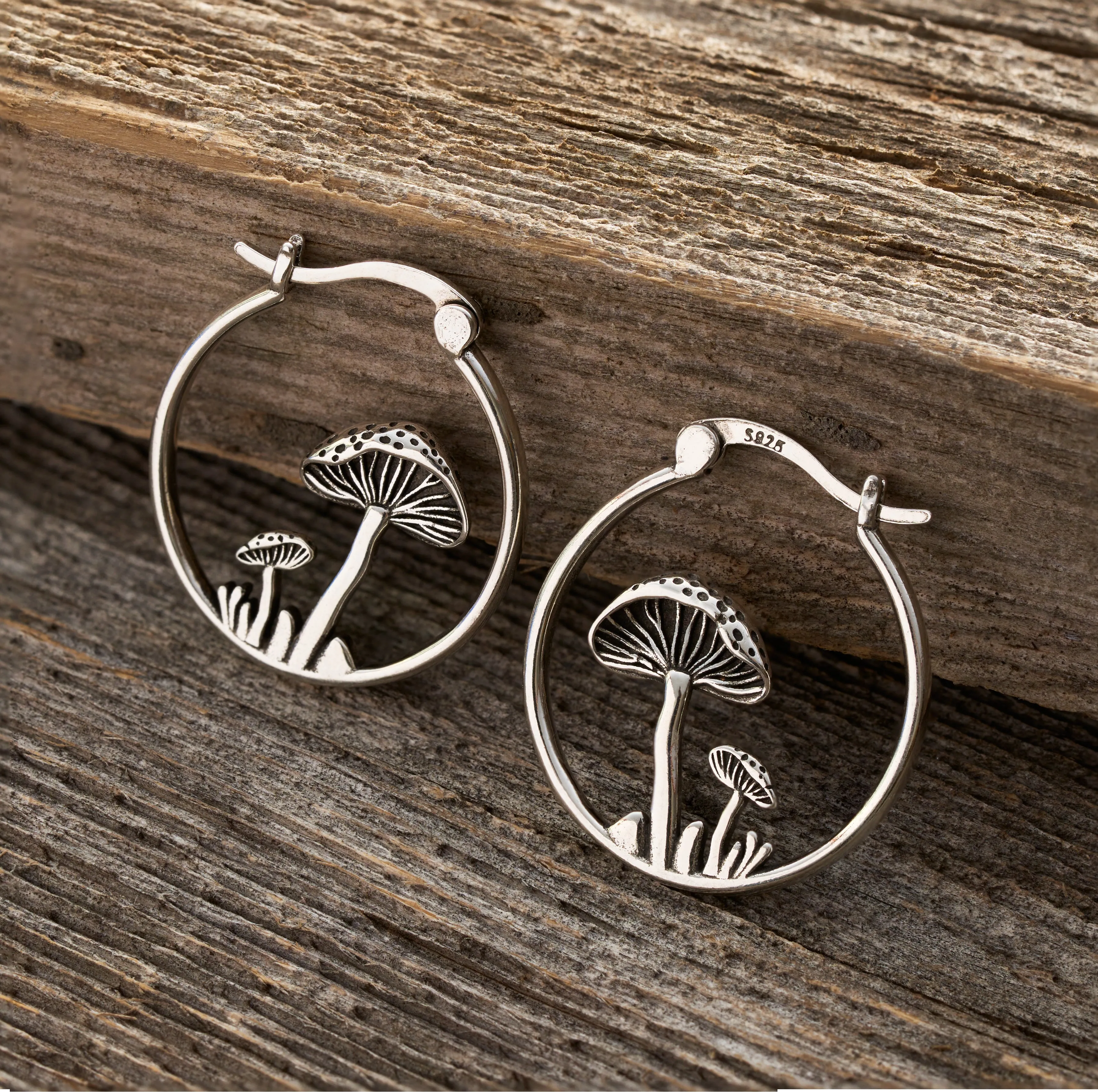 Mushroom Hoop Earrings