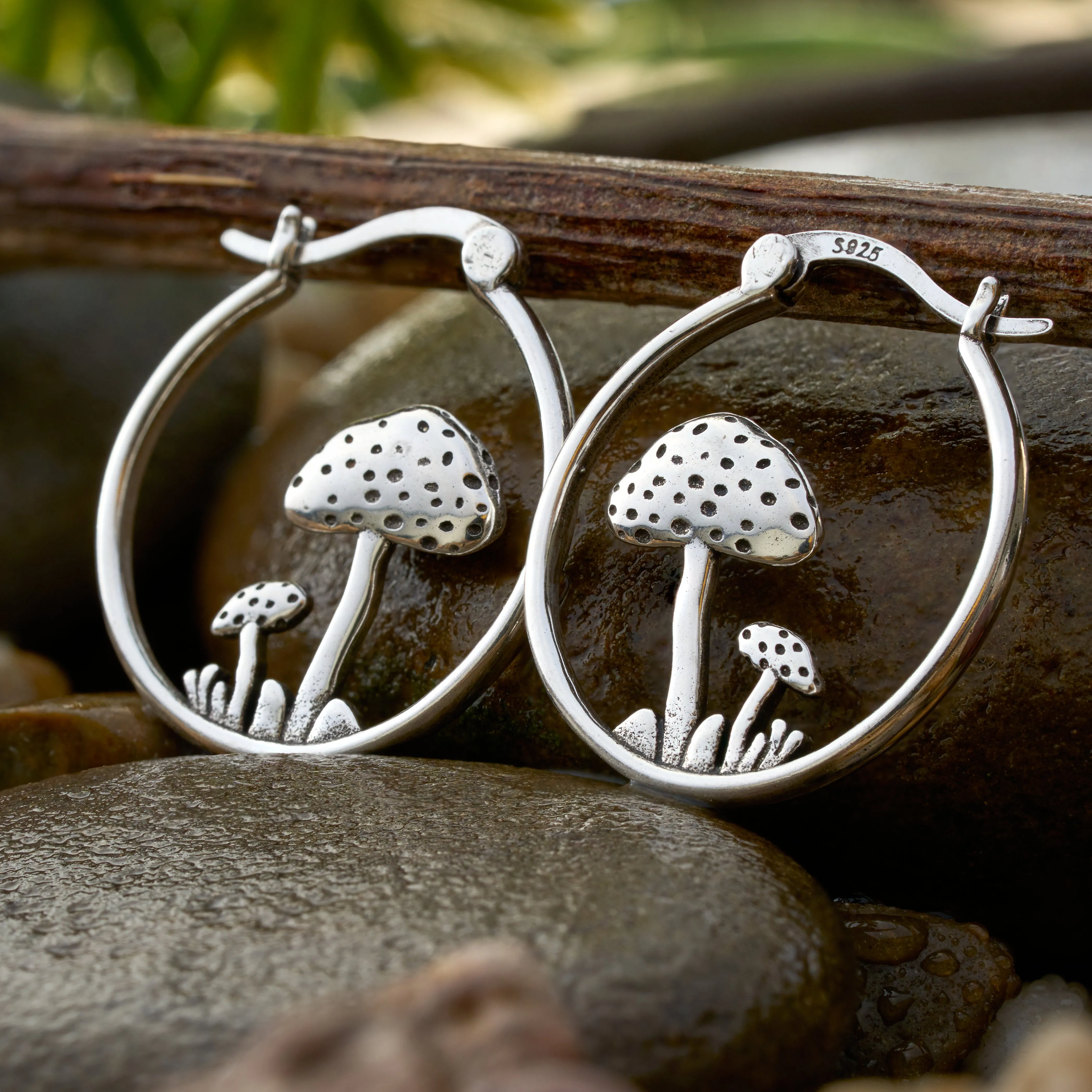 Mushroom Hoop Earrings