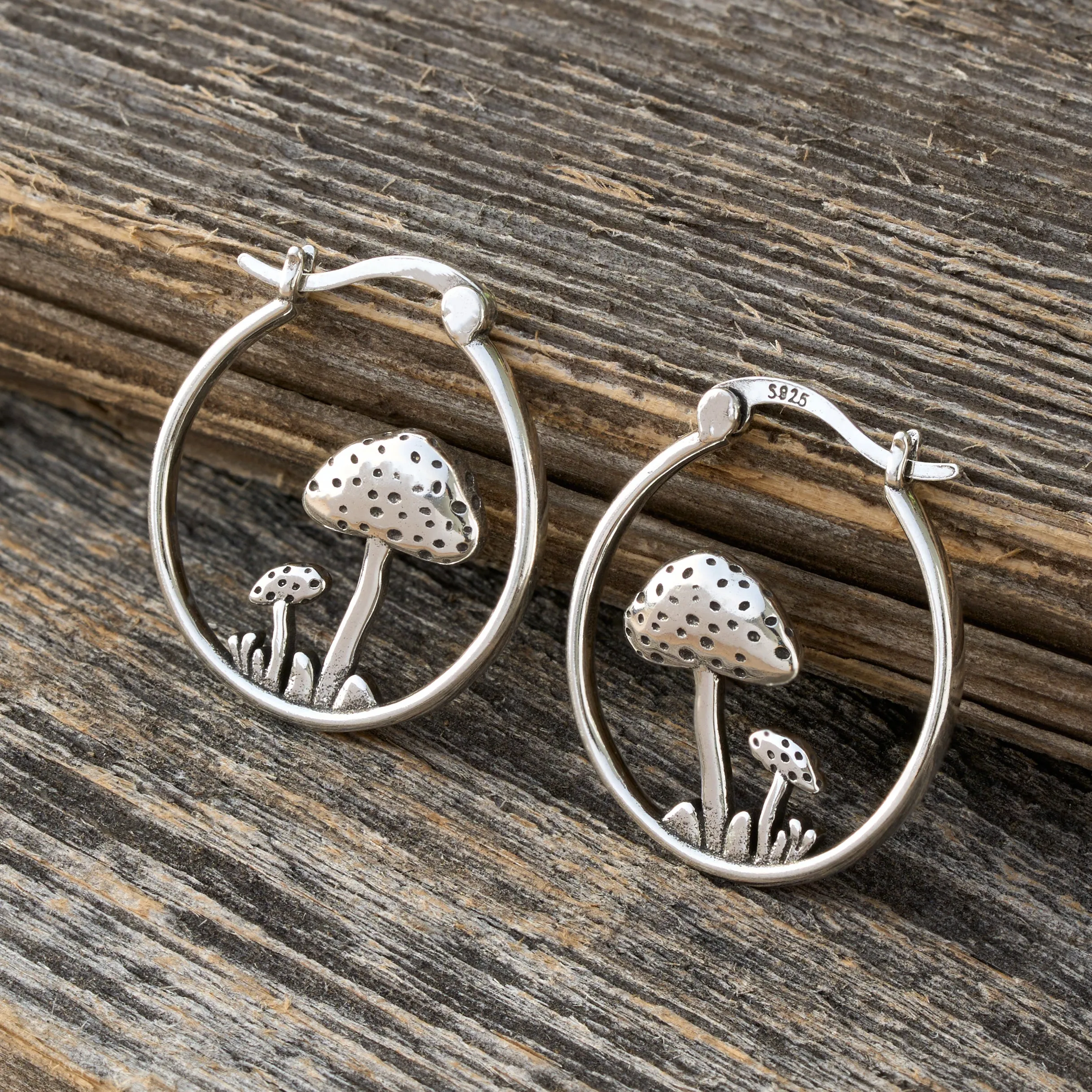 Mushroom Hoop Earrings