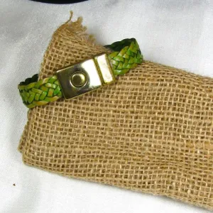 Olive Green Leather Bracelet  Man's Braided Leather Bracelet