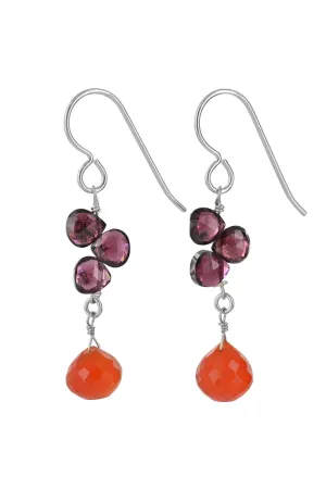 Orange Carnelian, Red Garnet Gemstone Earrings