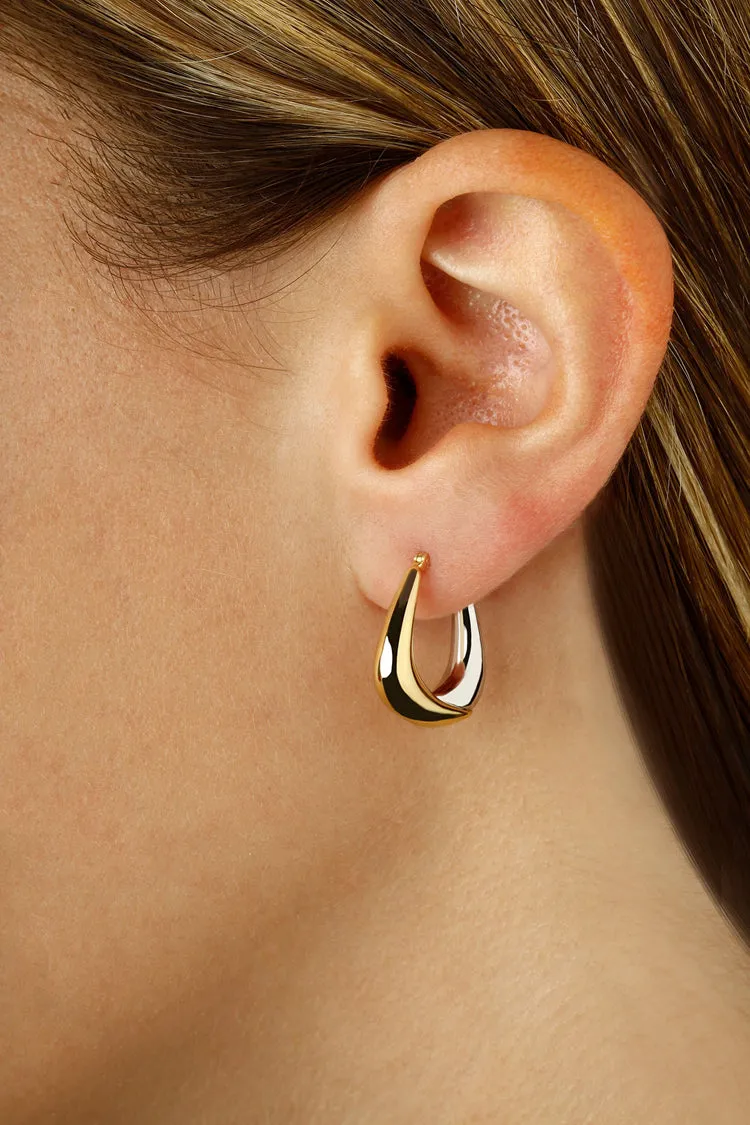 Overlap Hoop Earrings 14Kt, Two Tone