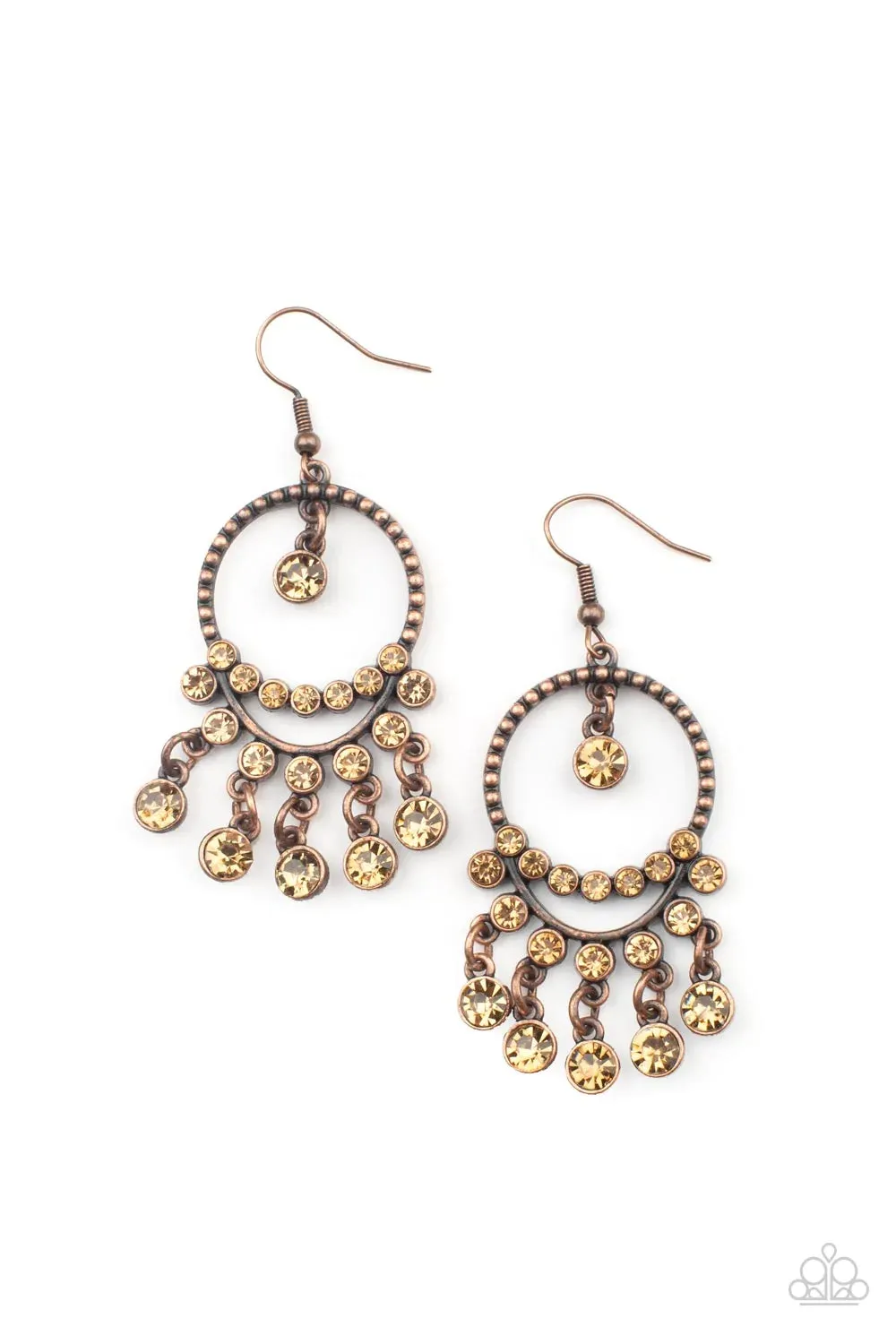 Paparazzi Earring ~ Cosmic Chandeliers - Copper