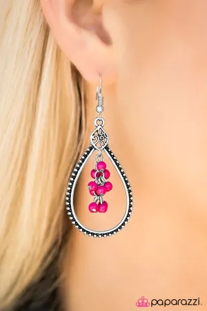 Paparazzi Earring ~ Right As Rain - Pink