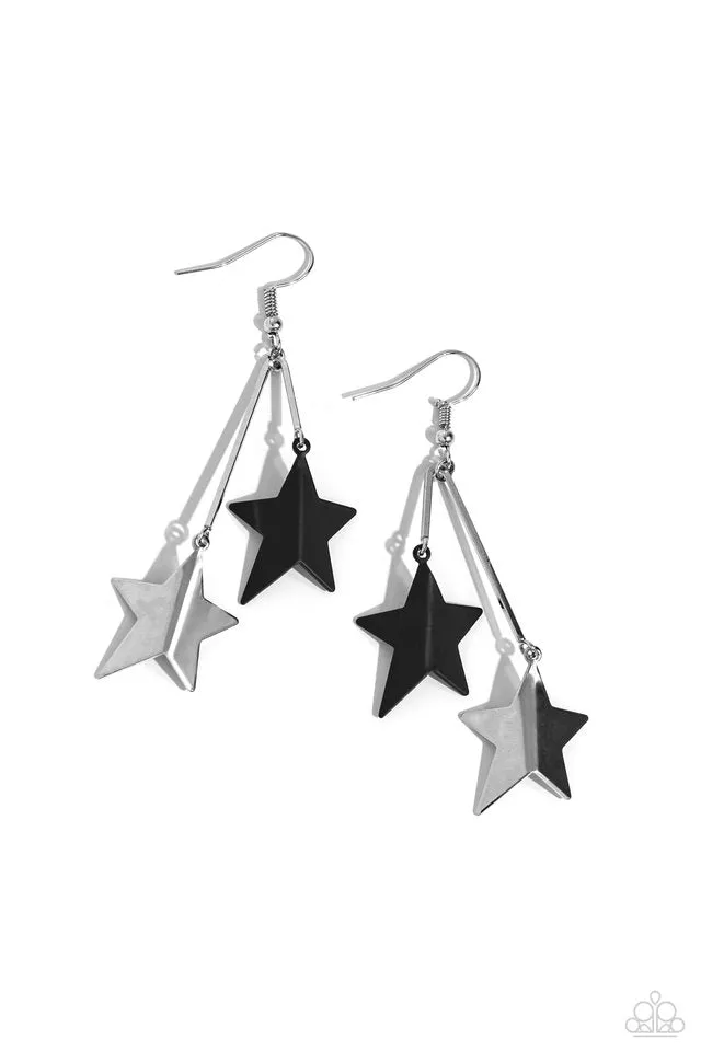 Paparazzi Earring ~ Stellar STAGGER - Black