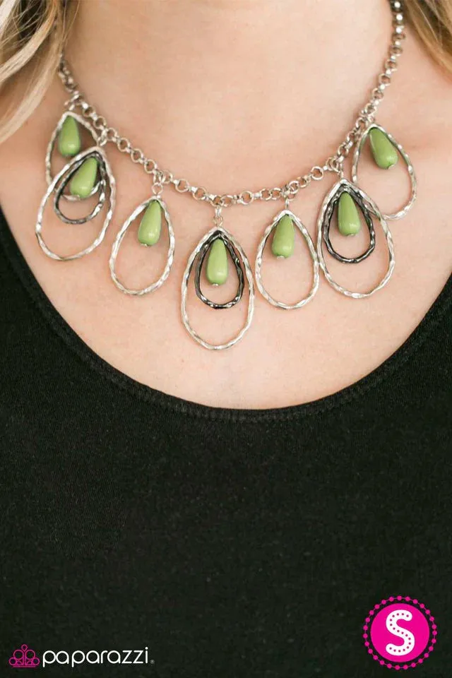 Paparazzi Necklace ~ TEAR-rifically Terrific - Green