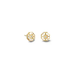 Parquet Stud Earrings Yellow Gold - Diamond