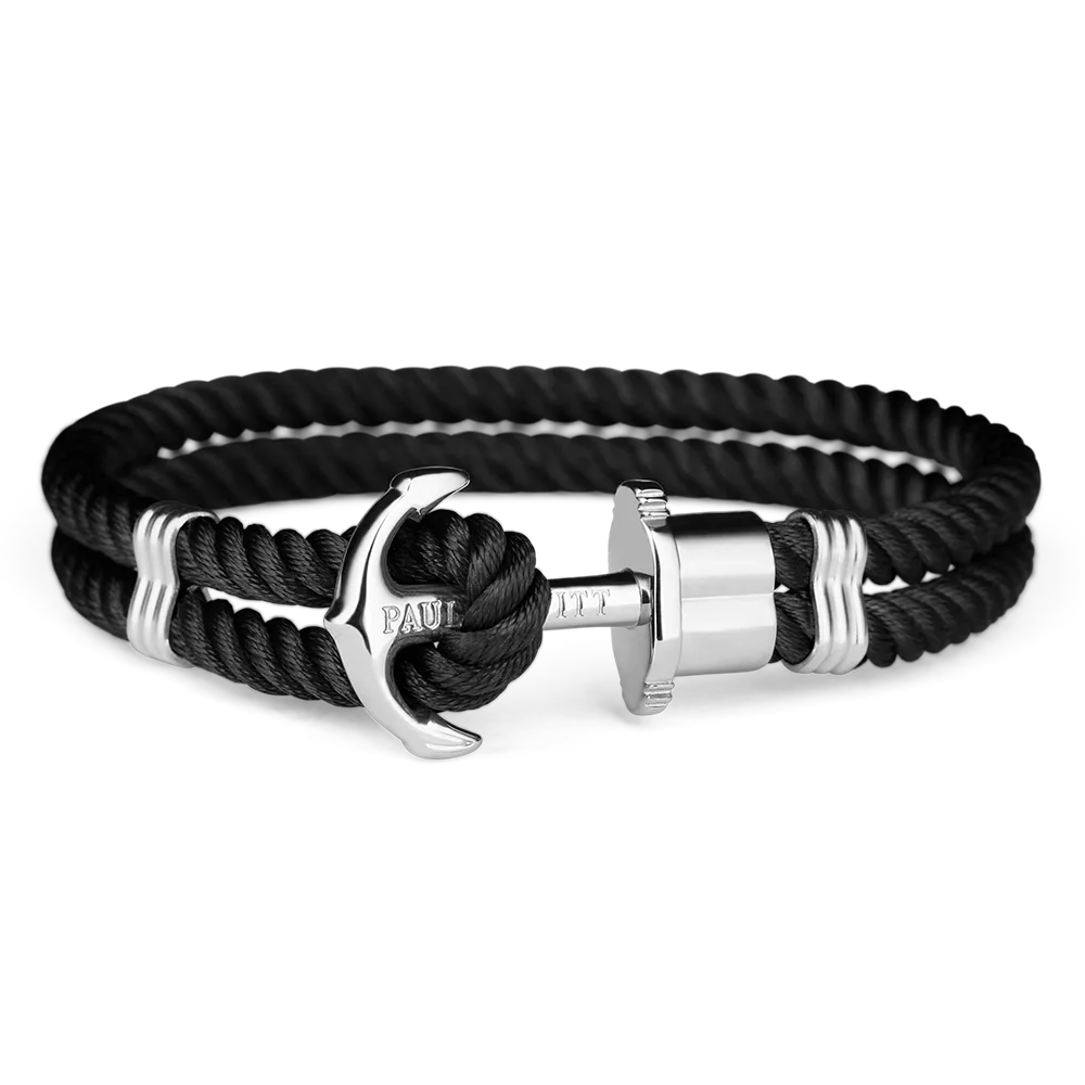 Paul Hewitt Phrep Nylon Silver / Black Bracelet - XXL