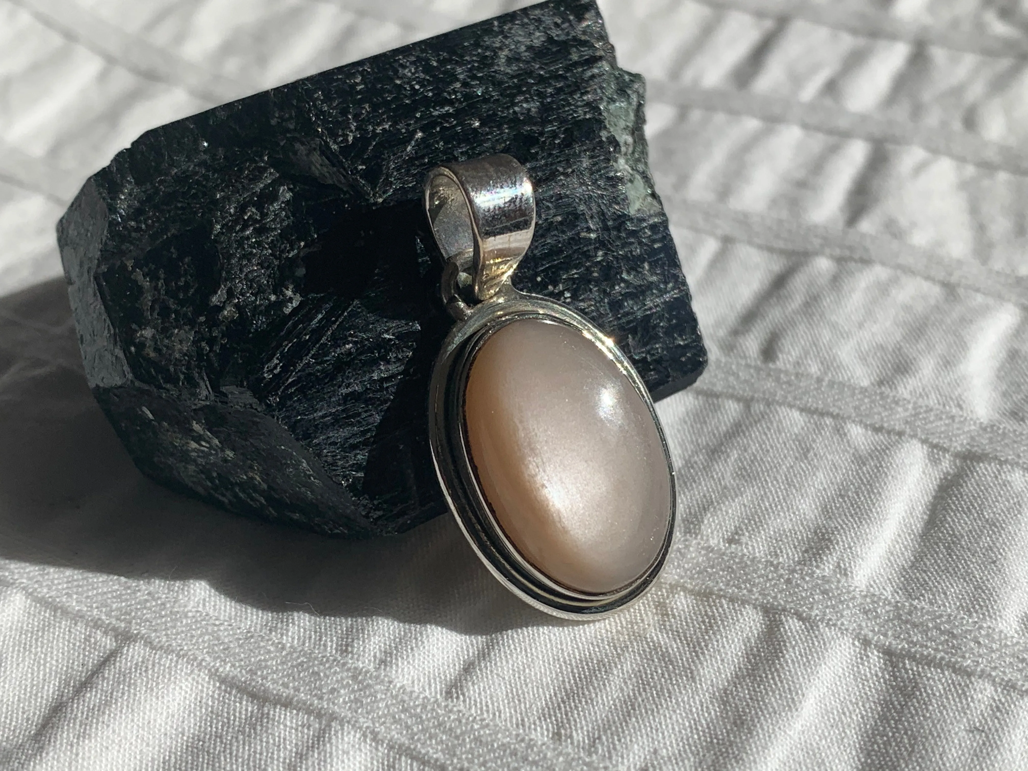 Peach Moonstone Brea Pendant - Reg. Oval