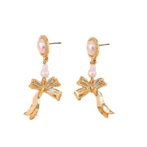 Pearl Bow Earrings with a Touch of Parisian Charm