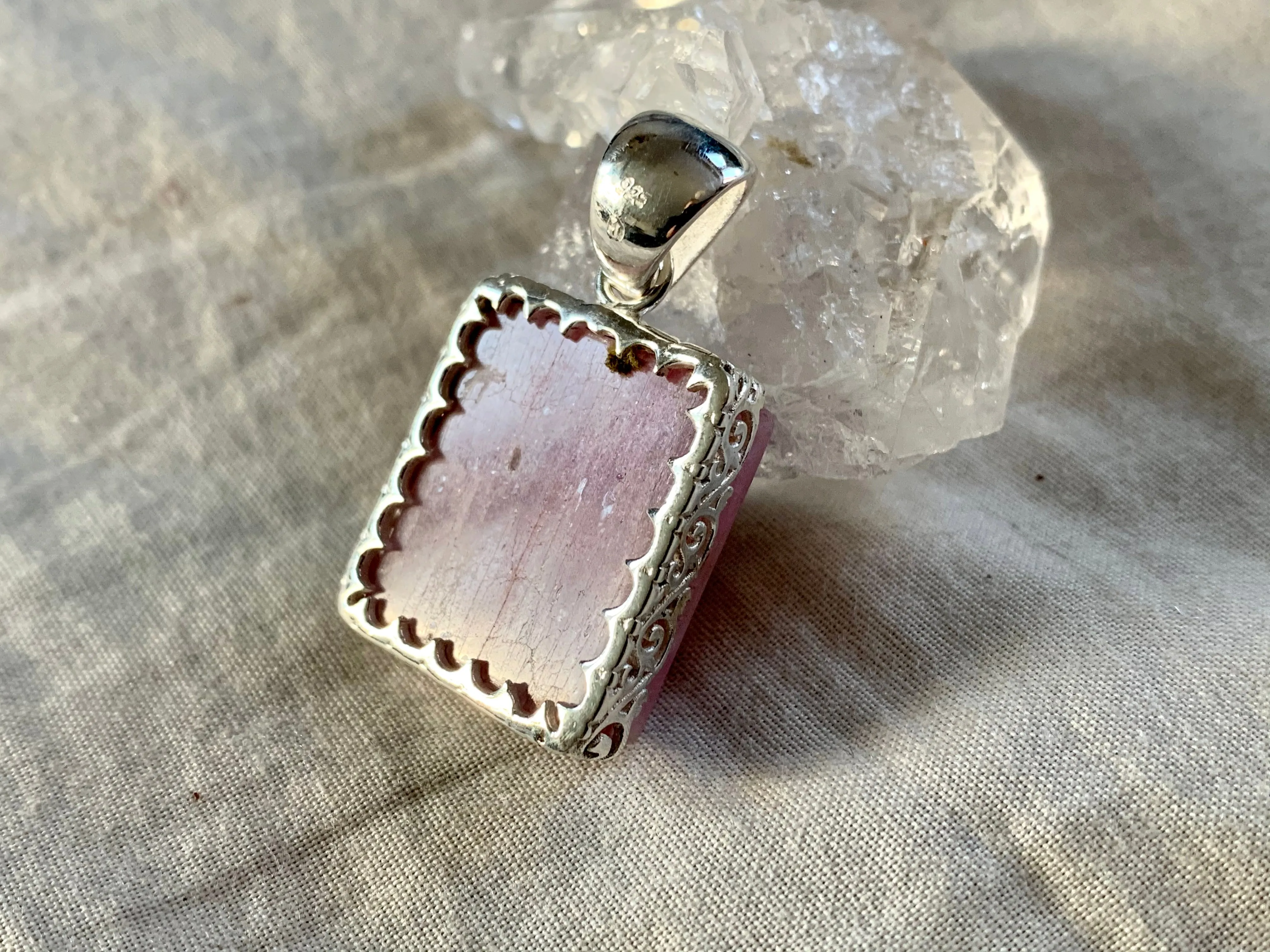 Pink Kunzite Lilith Pendant - Square